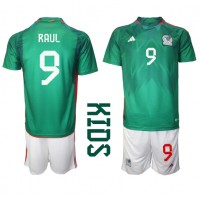 Mexico Raul Jimenez #9 Hjemme Trøje Børn VM 2022 Kortærmet (+ Korte bukser)